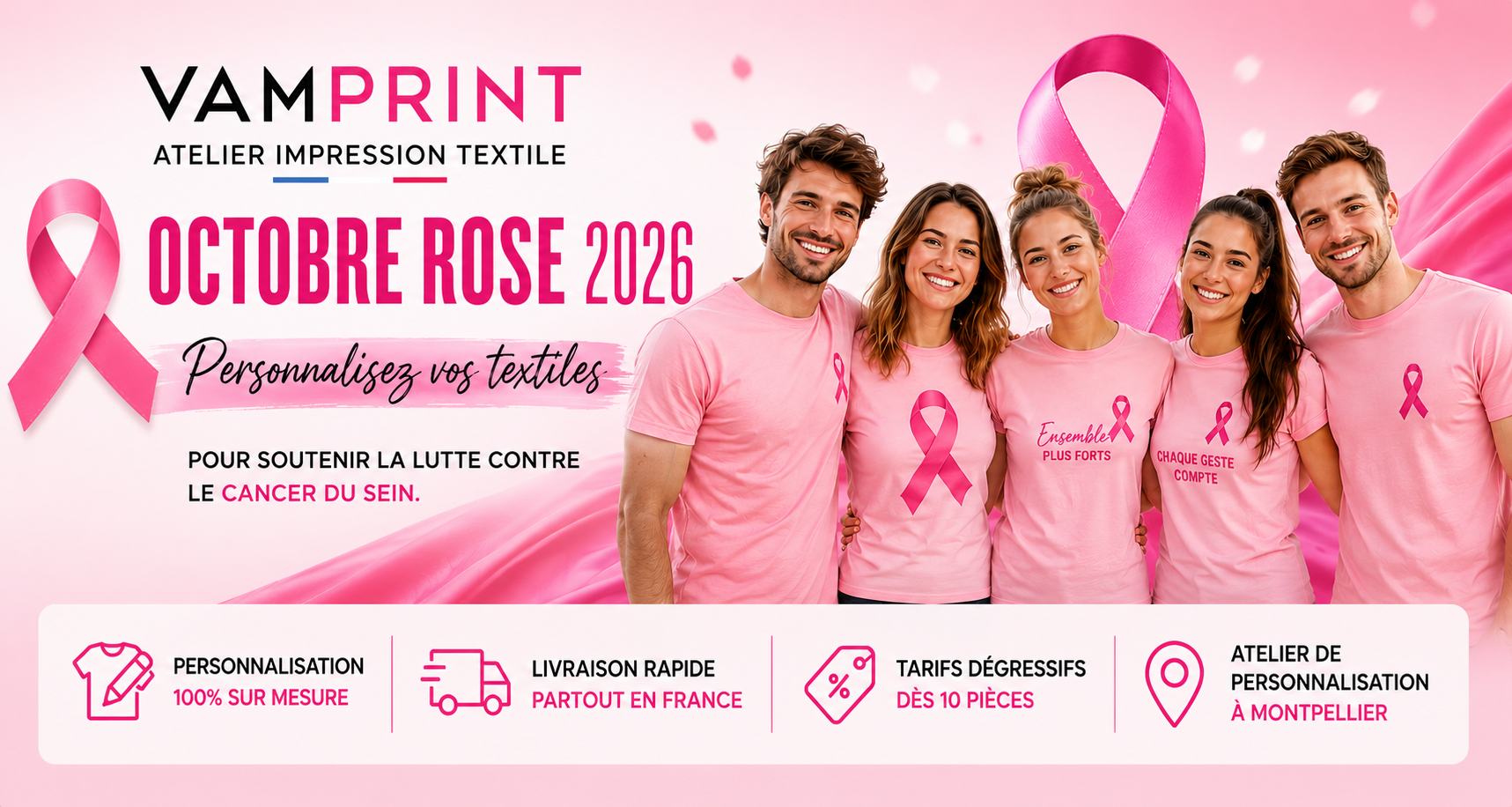 Octobre Rose 2026 — Portez le soutien, imprimé avec le cœur