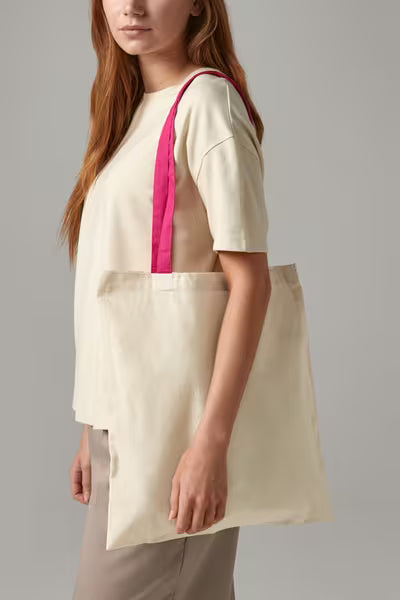 Tote Bag Coton W101C – Anses Contrastées Personnalisable